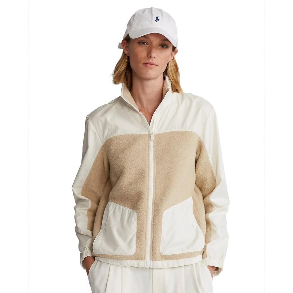 RLX Ralph Lauren Women’s Sherpa Fleece Jacket White Beige Full Zip XS NWT $188